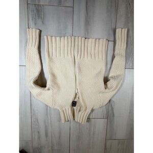 Gap Vintage 100% Lambswool Chunky Knit Full Zip Sweater Cream White Womens Med
